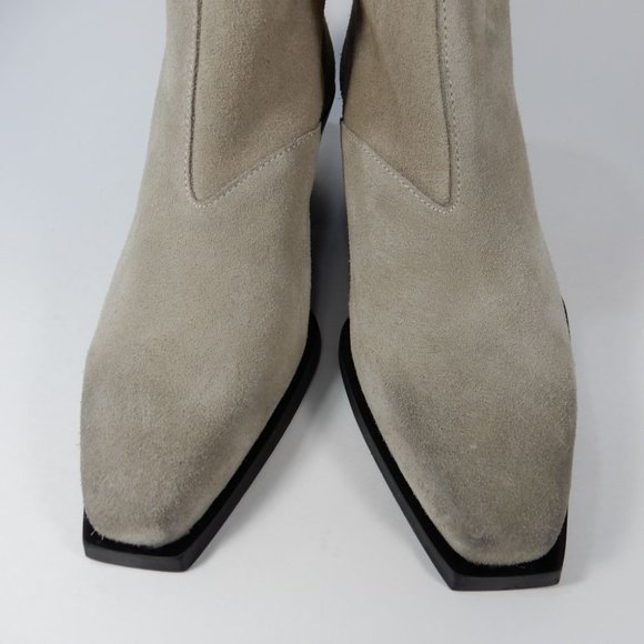 All Saints Lenora Heeled Ankle Boots Size 37 6.5 7 Stone Suede Leather NEW $349 - Picture 6 of 15